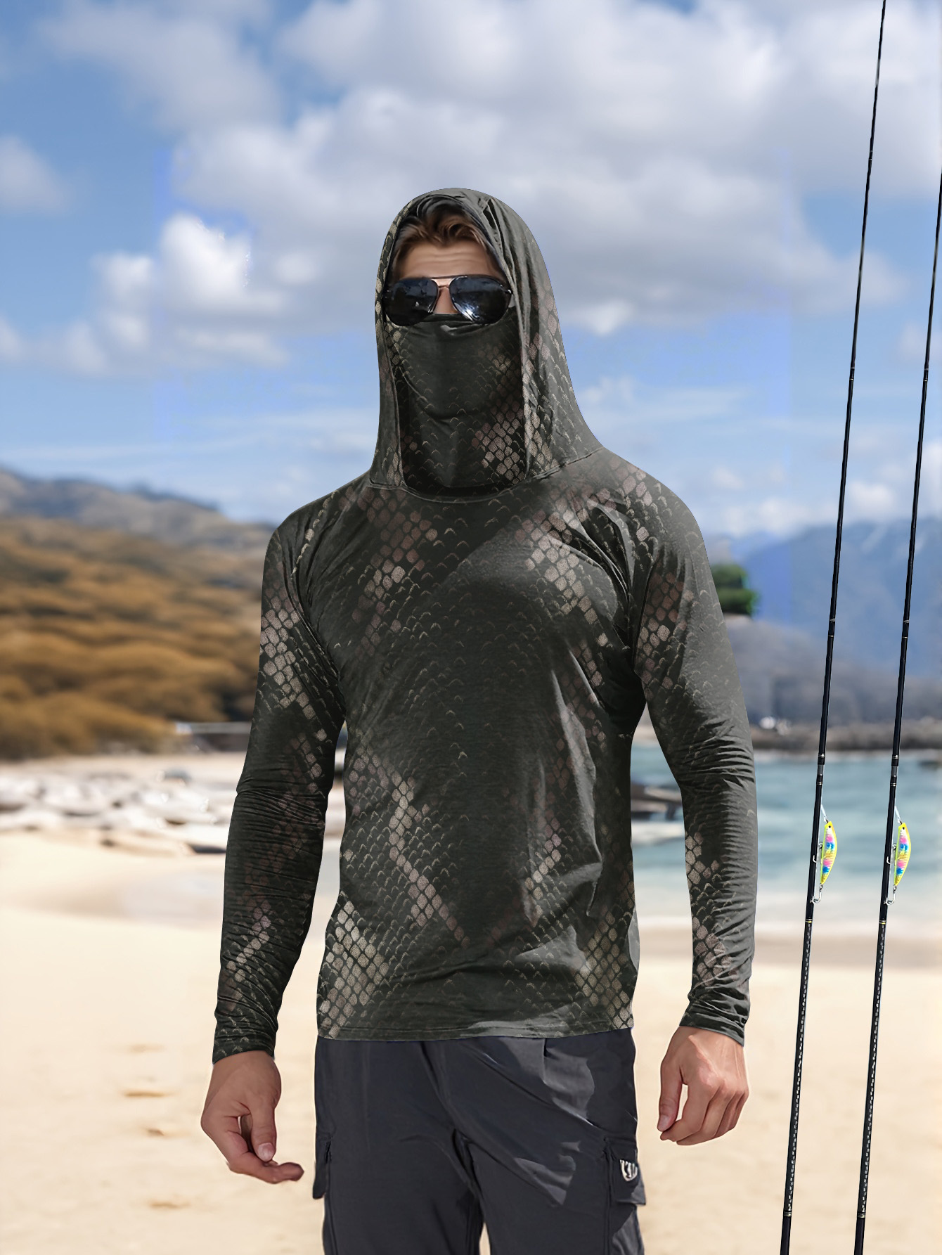 Men's Fishing Hooded Long-Slee - Fishing Shirt Uv Protection review and price