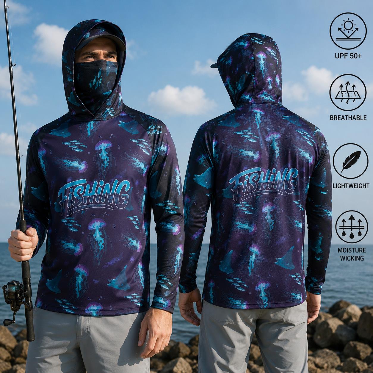 Fishing Shirt Hooded Men Fishi - Fishing Mask Sun Protection review and price
